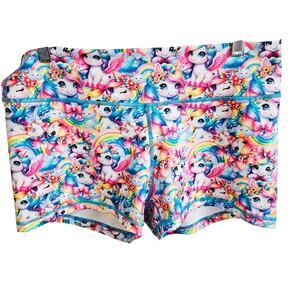 Peachy Women's XL Serenity Athletic Shortie Shorts Pastel Rainbow Unicorn Kawaii